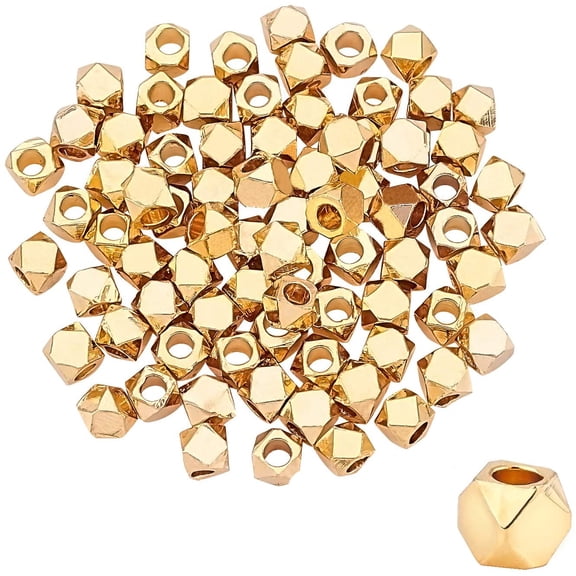 100 Cube Spacers Beads Brass Gold Cornerless Cube Metal Beads for Bracelet Necklace Jewelry Making 2.5mm DIY