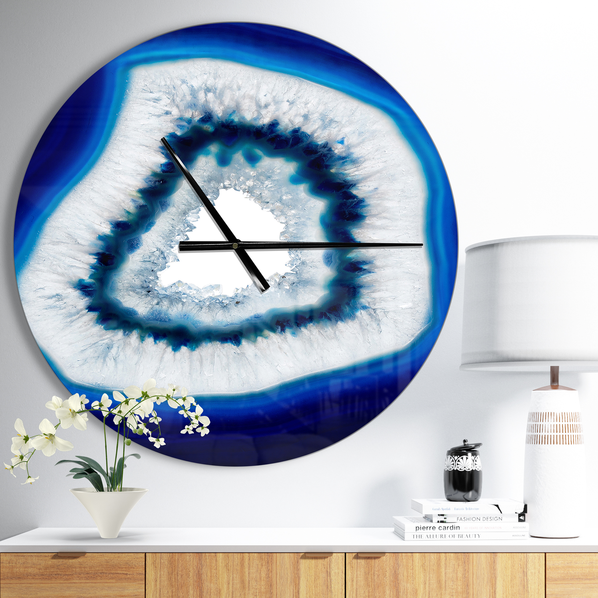 Designart 'Slice of blue agate crystal ' Modern wall clock