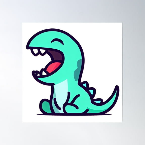 Roaring Cute Dinosaur Poster Wall Art, Modern Wall Decor For Living Room Bedroom, 24x24 UNFRAMED