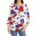 thumbnail image 4 of Women's Loose Fit Round Neck 3/4 Sleeve T-Shirt, Independence Day Graphic Print Casual Top for Casual Fridays, Eco-Friendly Dye Process,Vermilion L, 4 of 5