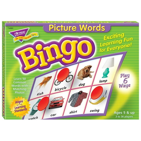 Life Picture Bingo - Picture Words Bingo Game, Build language skills by matching words to photos of 50 common objects