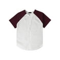 thumbnail image 2 of Ma Croix Men's Premium Baseball Tee Button Down Two Tone Raglan Short Sleeve Jersey, 2 of 7