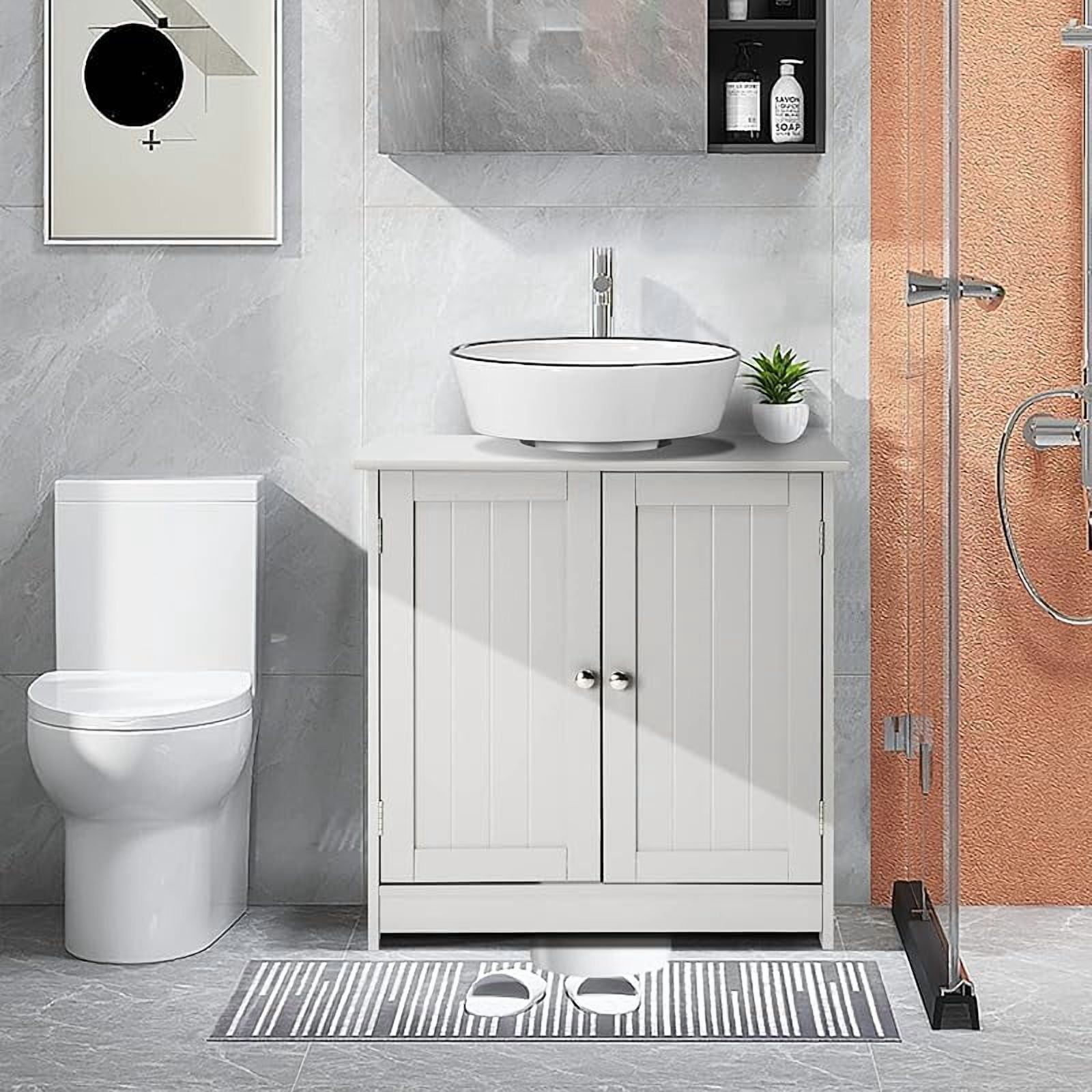 Pedestal Sink Storage Cabinet with 2 Doors Traditional Under Sink Cabinet Bathroom Space Saver Organizer with Adjustable Shelf 23 5/8" W x 11 7/16" D x 23 5/8" H