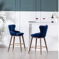 thumbnail image 3 of Roundhill Furniture Leland Fabric Upholstered Counter Height Wingback Stools, Set of 2, Blue, 3 of 11