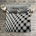 thumbnail image 3 of Ambesonne Abstract Quilted Bedspread Set 3 Pcs, 3D Digital Mosaic Dots, King Size, Black White Grey, 3 of 3
