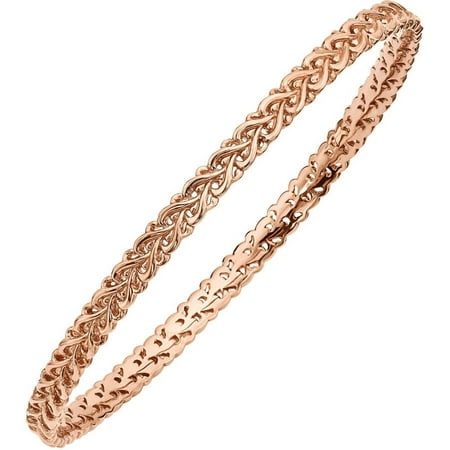 Stackable Expressions Sterling Silver Pink-Plated Carved Slip-On Bangle