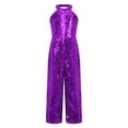 thumbnail image 3 of CHICTRY Filles Enfants Mode Col Licou Paillettes Robes Barboteuse Combinaison Costume Formel Danse Bal Tenue Violet 12, 3 of 7
