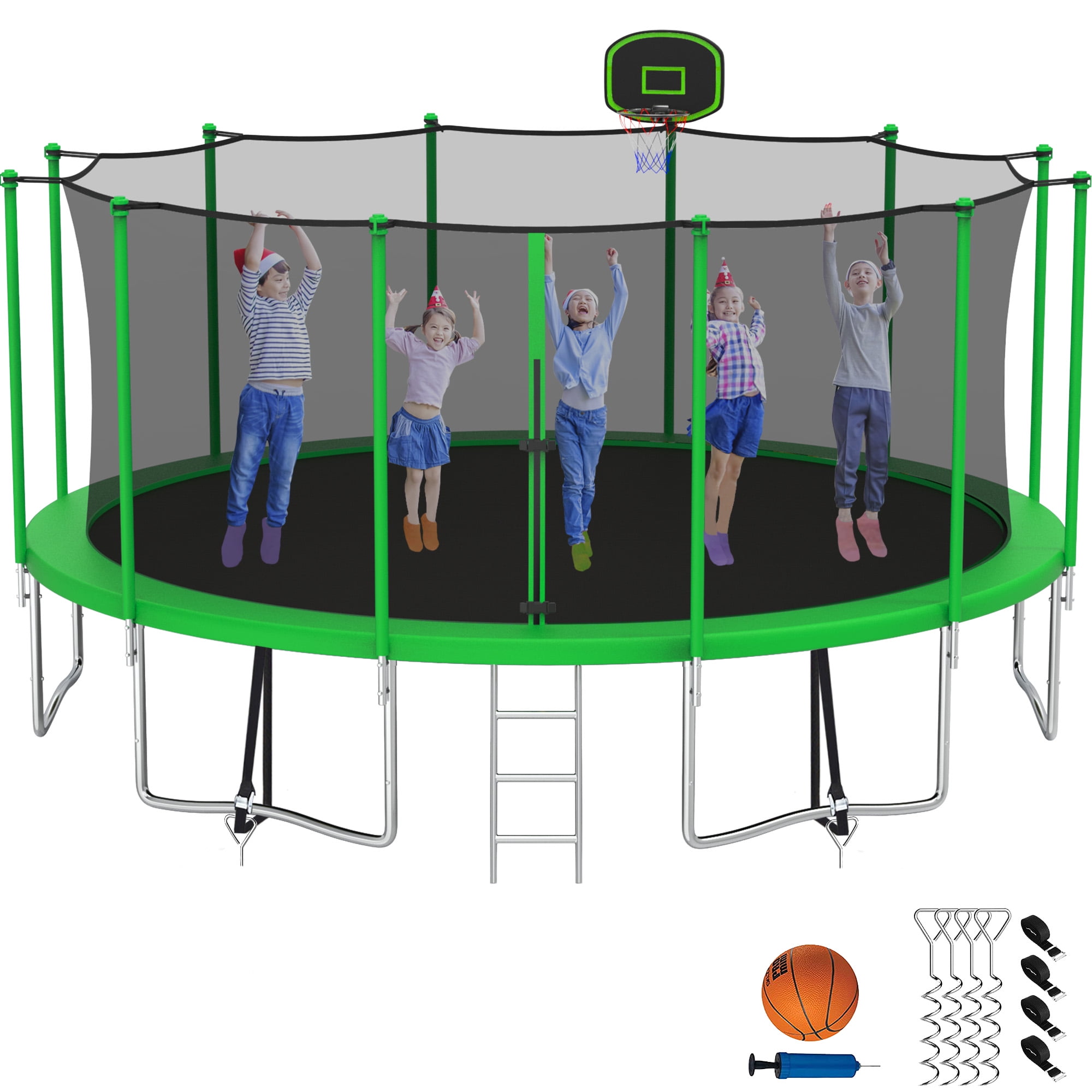 Kumix Trampoline with Enclosure Net for Kids Adults, 1500LBS 15FT ...