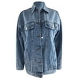 thumbnail image 7 of Women's Solid Color Fashion Denim Jacket With Collar Long Sleeve Womens Jean Jacket Distressed Where Is My Mind Jacket Jacket Women Denim Winter Jacket for Women Jean Cropped Jacket Denim Jackets for, 7 of 7