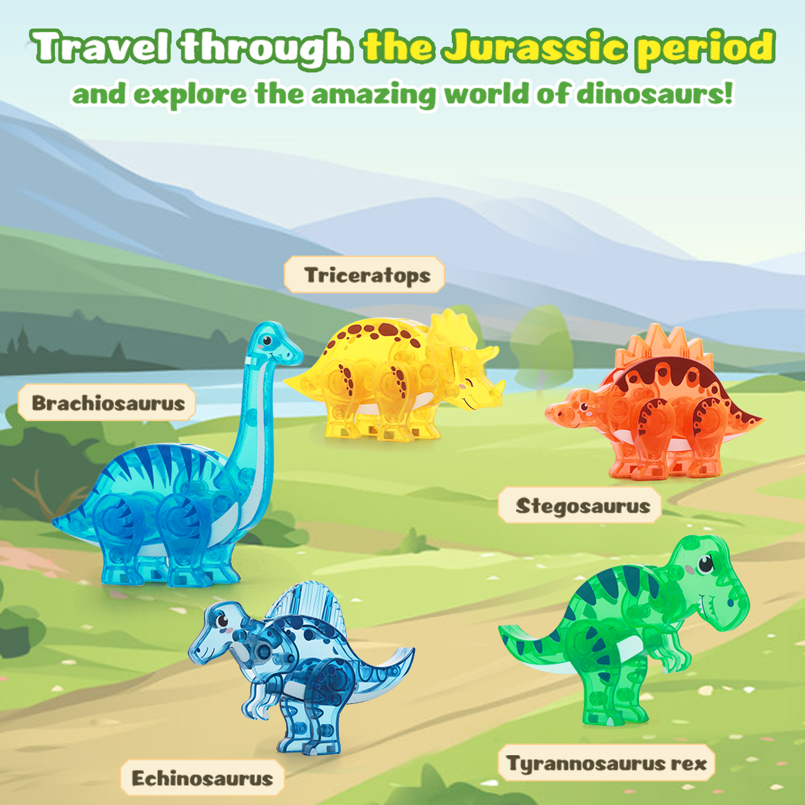 FunMagic Dinosaur Magnetic Tiles Building Set, 49 Pieces photo 7