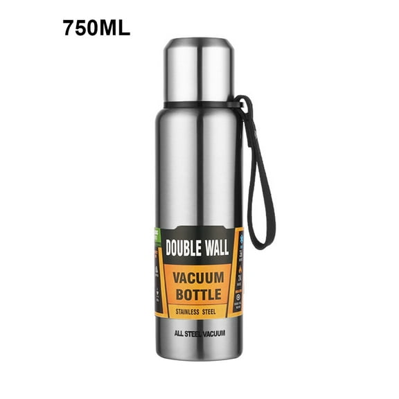 Vacuum Cup 304 Stainless Steel Insulation Water Flask Bottle Portable Sports Thermal Mug, Silver, 750ml