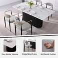 thumbnail image 4 of Morden Fort Modern Dining Table Set for 4, White Faux Marble Top Dining Table with 4 Grey Chairs for Kitchen, Dining Room, Restaurant, Conference Room, 4 of 7