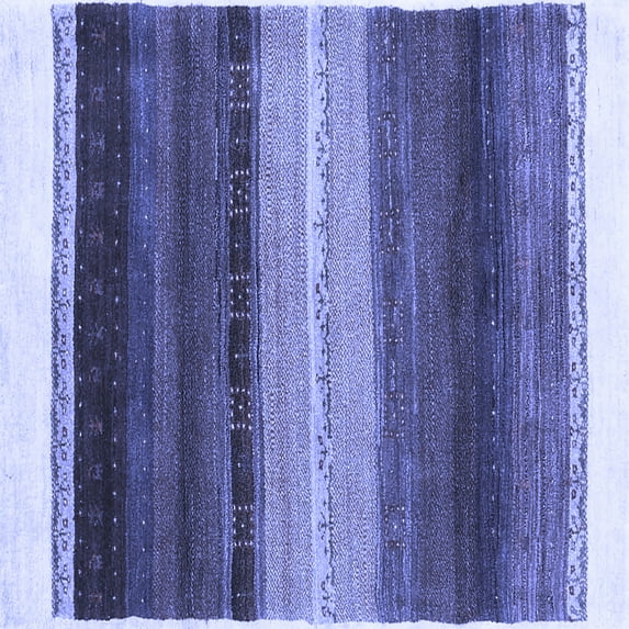 Ahgly Company Machine Washable Indoor Square Abstract Blue Contemporary Area Rugs, 4' Square