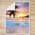 thumbnail image 2 of Ocean Wave Fleece Throw Blanket for Bed Sofa Couch Summer Sea Beach Sherpa Blanket Hawaiian Tropical Palm Tree Printed Blanket Soft Women Men Plush Fuzzy Blanket Air ConditionerTwin 60"x80", 2 of 6