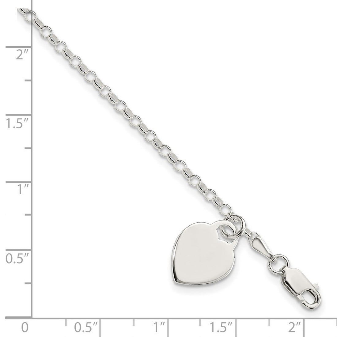 925 Sterling Silver Engraveable Love Heart Charm Bracelet 8 Inch Charm Bracelet for Women