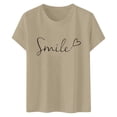 thumbnail image 4 of Womens Tops Fashion Short Sleeve Print Soft Couple Shirts,Khaki,M, 4 of 4