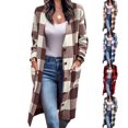 thumbnail image 1 of Drop Shoulder Outwear, Casual Plaid Coat Loose Button Up Warm For Lady For Dating ANGGREK Otros, 1 of 5
