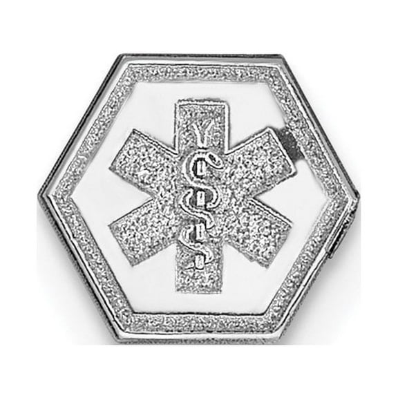 Auriga Fine Jewelry 14K White Gold Non-enameled Jewelry Emblem Pendant for Women (L-6.5mm, W-6.3mm)