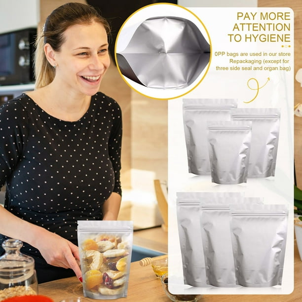 50 Pack 10.2 Mil Mylar Bags For Food Storage And Resealable Zipper
