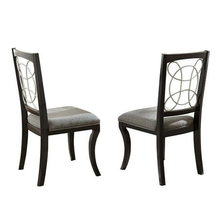 Bowery Hill Grey Upholstery Dining Chair in Black