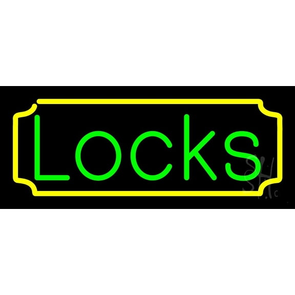 Locks 1 LED Neon Sign 6" Tall x 15" Wide - inches Black Square Cut Acrylic Backing, with Dimmer - Premium built indoor Sign for Storefront, Store interior, Exhibition, Decor.