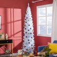 thumbnail image 3 of imerelez 8ft White Artificial Pencil Christmas Tree, Slim Unlit Xmas Tree with 618 Realistic Branch Tips & Plastic Stand, Easy Assembly Holiday Decor, 3 of 8