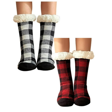 

Women s Plaid Floor Socks Thicken Warm Sleeping Socks Slippers Socks Knee High Socks