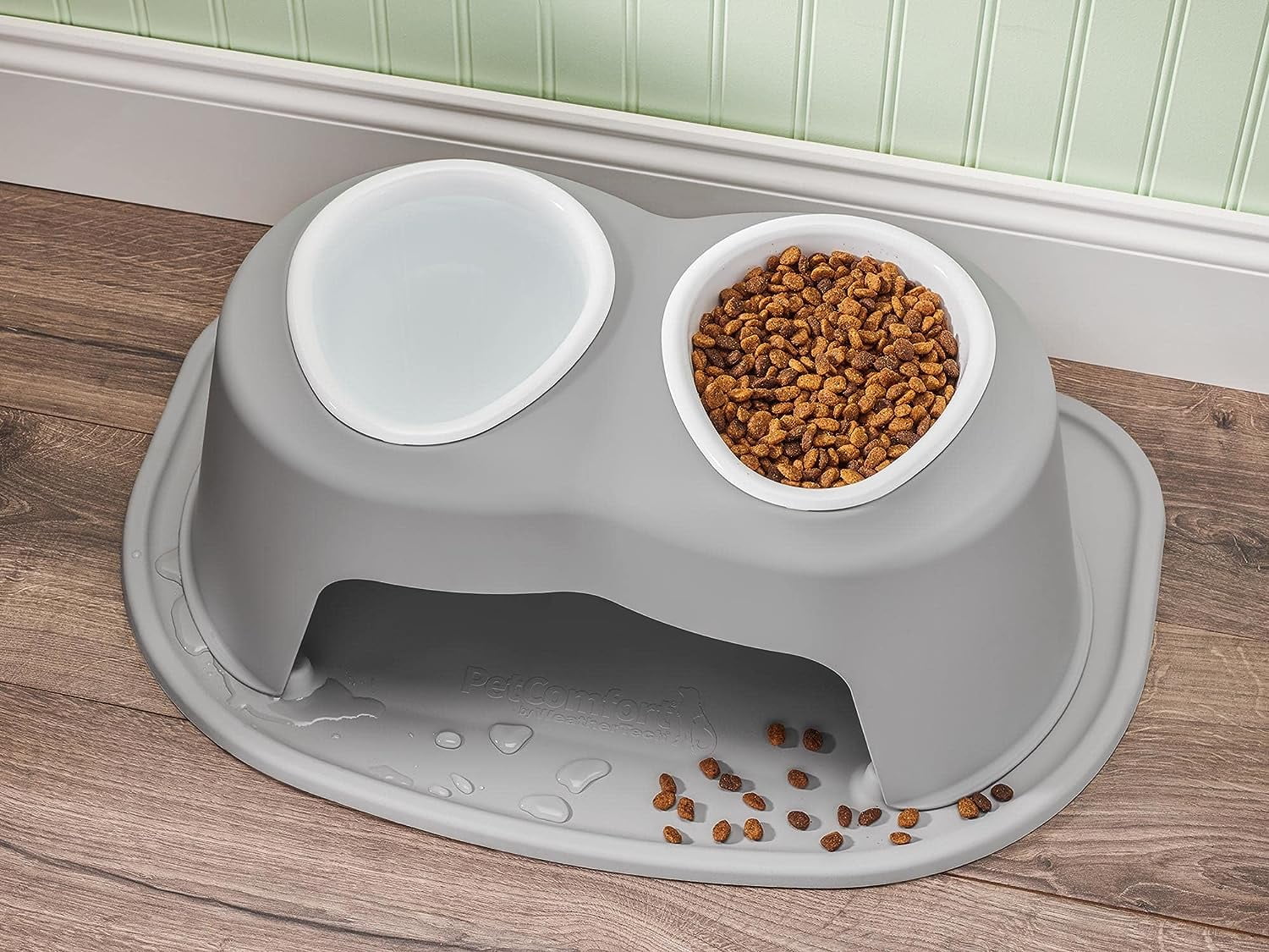 WEATHERTECH Double High Stainless Steel Cat & Dog Pet Feeding System, Light  Grey, 16-oz 