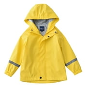 Hiheart Boys Girls Cotton Lined Waterproof Rain Jackets Hooded Windbreaker Yellow 7-8 yrs