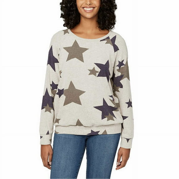 Buffalo David Bitton Women's X-Small Long Sleeve Cozy Top, Tan Denim Stars