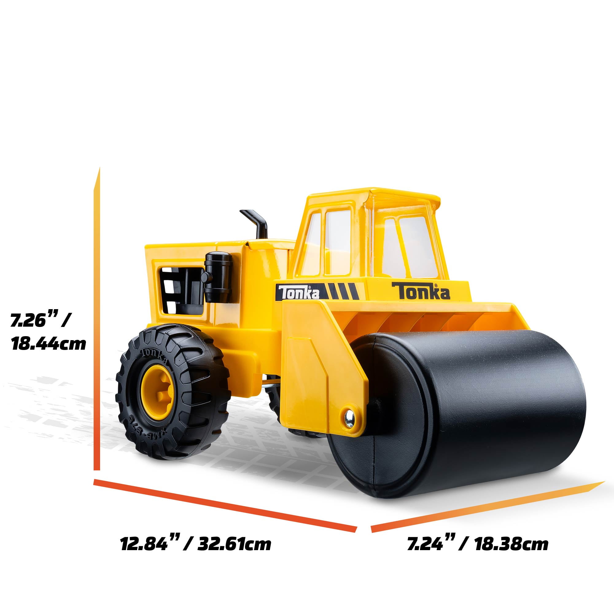 Tonka Steel Classics Steam Roller Play Vehicle, Made with Steel, Yellow Toy Truck, Boys and Girls,  Ages 3+,