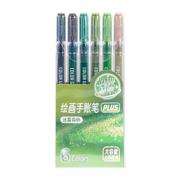 Glitter Gel Pens for Adult, Acrylic Gel Pens Metallic Writing Drawing for Birthday Cards, Christmas Cards, Art Crafts, Coloring Books, DIY Projects, 6 Color, 5.7x2.55x0.59"