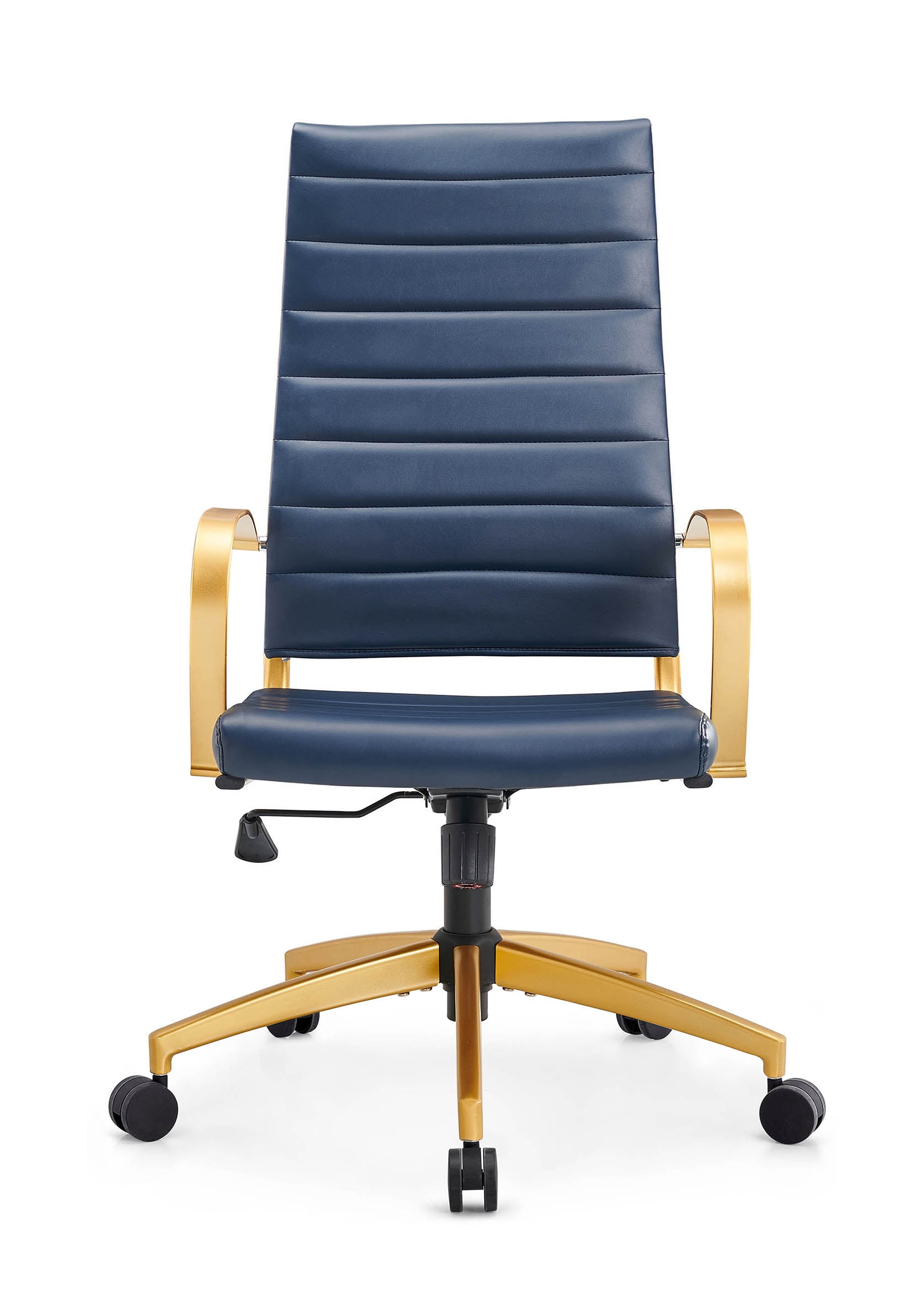 CAROCC High Back Executive Office Chair with Armrest Adjustable Swivel Chair in Durable Vegan Leather Modern Gold Office Chair Ergonomic Desk Chair for Extra Back & Lumbar Support