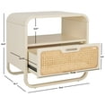 thumbnail image 3 of SAFAVIEH Yates Contemporary 1 Drawer Nightstand,White/Natural Rattan, 3 of 14