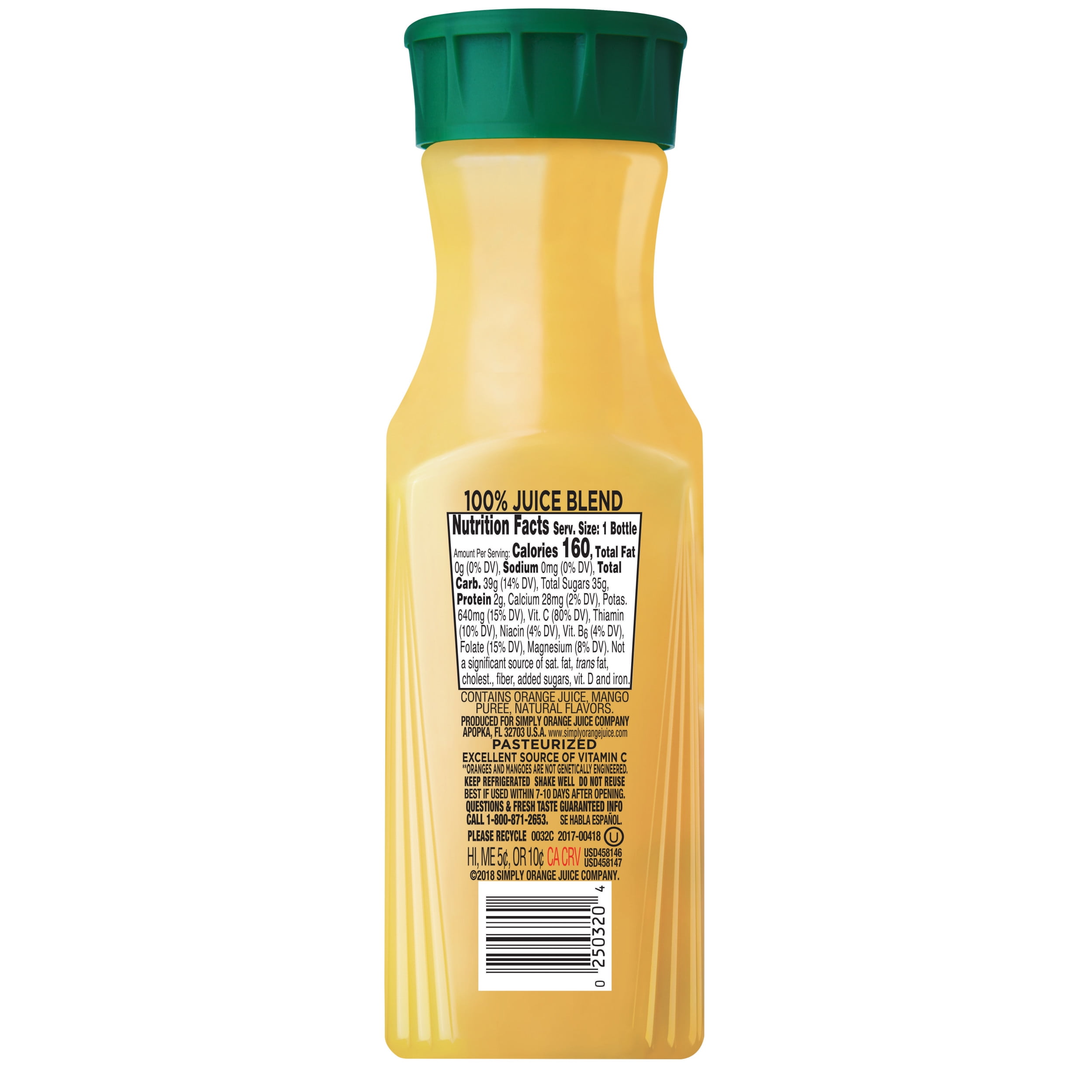 Simply Orange Juice with Mango, 11.5 fl oz