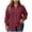 Wine, variant on Horkkom Long Sleeve Button Down Shirts for Women Summer Solid Color Plus Size Tops Casual Loose Blouses with Pocket L