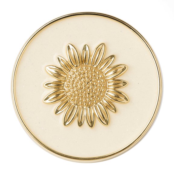 Sunflower Cream Gold Stamped Flower Snap Jewelry Ginger Charm Button, For Interchangeable DIY Customizable Accessories