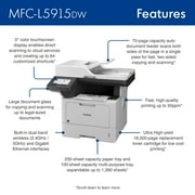 Brother MFC-L5915DW Business Monochrome Laser All-in-One Printer with Low-cost Printing, Wireless Networking and Duplex Print, Scan, and Copy
