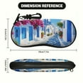 thumbnail image 2 of Greek Island Inspired Eyeglass Case - Zippered Glasses Holder with Blue & White Alley Painting (Blue Doors, Floral Balconies), Lightweight Travel-Friendly Protective Case for Men & Women, 2 of 10