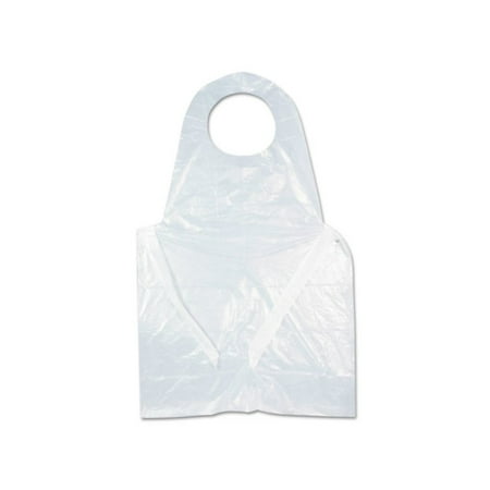 AmerCareRoyal Heavyweight Poly Aprons 28 x 46 1 mil One Size Fits All White 500/Carton