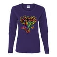 thumbnail image 2 of Keep It Wild Colorful Elephant Face Animal Lover Womens Graphic Long Sleeve T-Shirt, Purple, Medium, 2 of 3