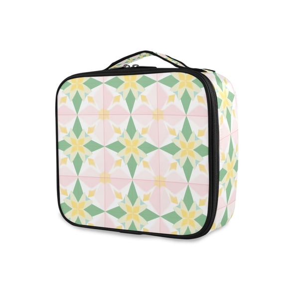 FORMRS Travel Makeup Bag Large Capacity Train Case Cosmetic Organizer with Adjustable Dividers, Retro Yellow Stars