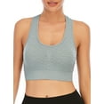 thumbnail image 2 of Women's Ruched Sport Bras Hex Textured Padded Middle Impact Support Workout Yoga Tank Tops Shapewear Activewear, 2 of 7