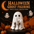 thumbnail image 3 of Halloween Ghost Figurine Holding Coffee Cup, Cute Spooky Tabletop Resin-Style Ornament for Shelf Mantel Desk Tiered Tray & Coffee Bar Decor, Seasonal Home Accent for Fall Party Displays, 3 of 12