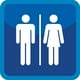 thumbnail image 1 of Señal informativa azul y blanca: "Baños, sanitarios, WC para hombres y mujeres". Plástico estireno calibre 40 ideal para interiores, 20 x 20 cm. Señalamiento, Cartel, Letrero cuadrado, Señalización., 1 of 3