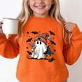 thumbnail image 2 of Tween Girls Ghost Floral Graphic Pullovers Fall Long Sleeve Sweatshirts Youth Crewneck Slouchy Tops Kids Halloween Themed Casual Shirts Holiday Festival Clothes, Size 11-12, 2 of 5