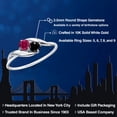 thumbnail image 2 of Gem Stone King 10K White Gold Round Red Created Ruby and Black Diamond Ring for Women (0.42 Cttw, Round 3.5MM, Gemstone July Birthstone, Size 5), 2 of 6