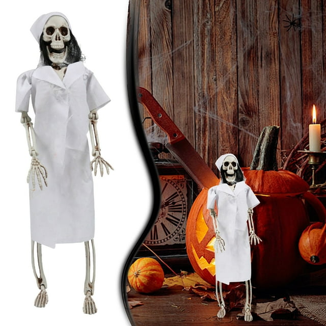 WHEANG Decorations Skeleton Clown Halloween Hanging Skeleton Props Skeleton Figures With Dress House Halloween 18.9 Inch