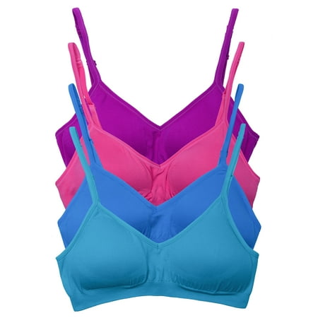 

Kalon 4 Pack Women s Demi Wireless Padded Bralette Hook and Eye Bra Back (S/M Jewels)