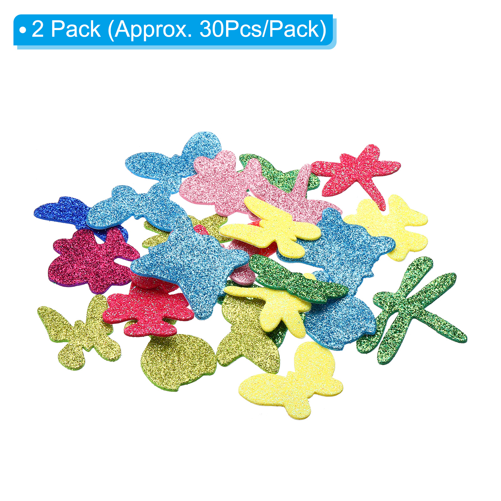 Unique Bargains 60Pcs Self-Adhesive Glitter EVA Foam Stickers